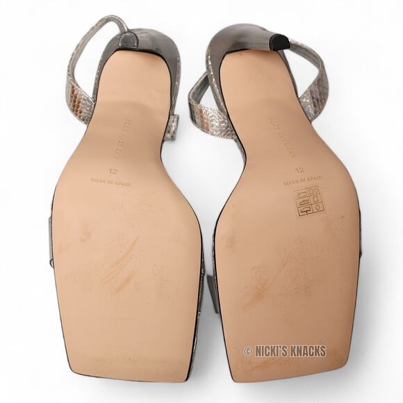 Good American Snake Lucite Sandal in Silver Heeled Slingback Square Toe Size 12 - Picture 10 of 11